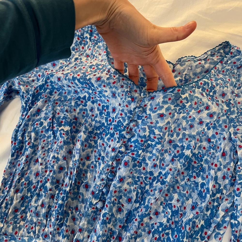 Floral Blue Women's Dress - Picture 2 of 2